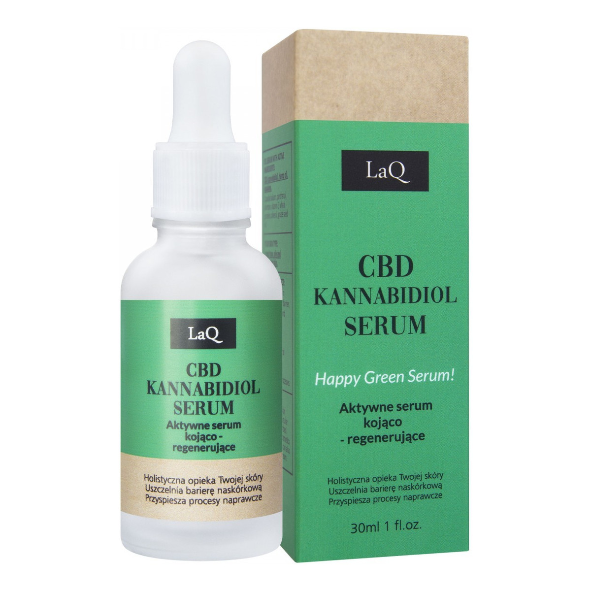 Laq CBD Kannabidiol Serum Aktywne Serum kojąco-regenerujące Happy Green 30ml
