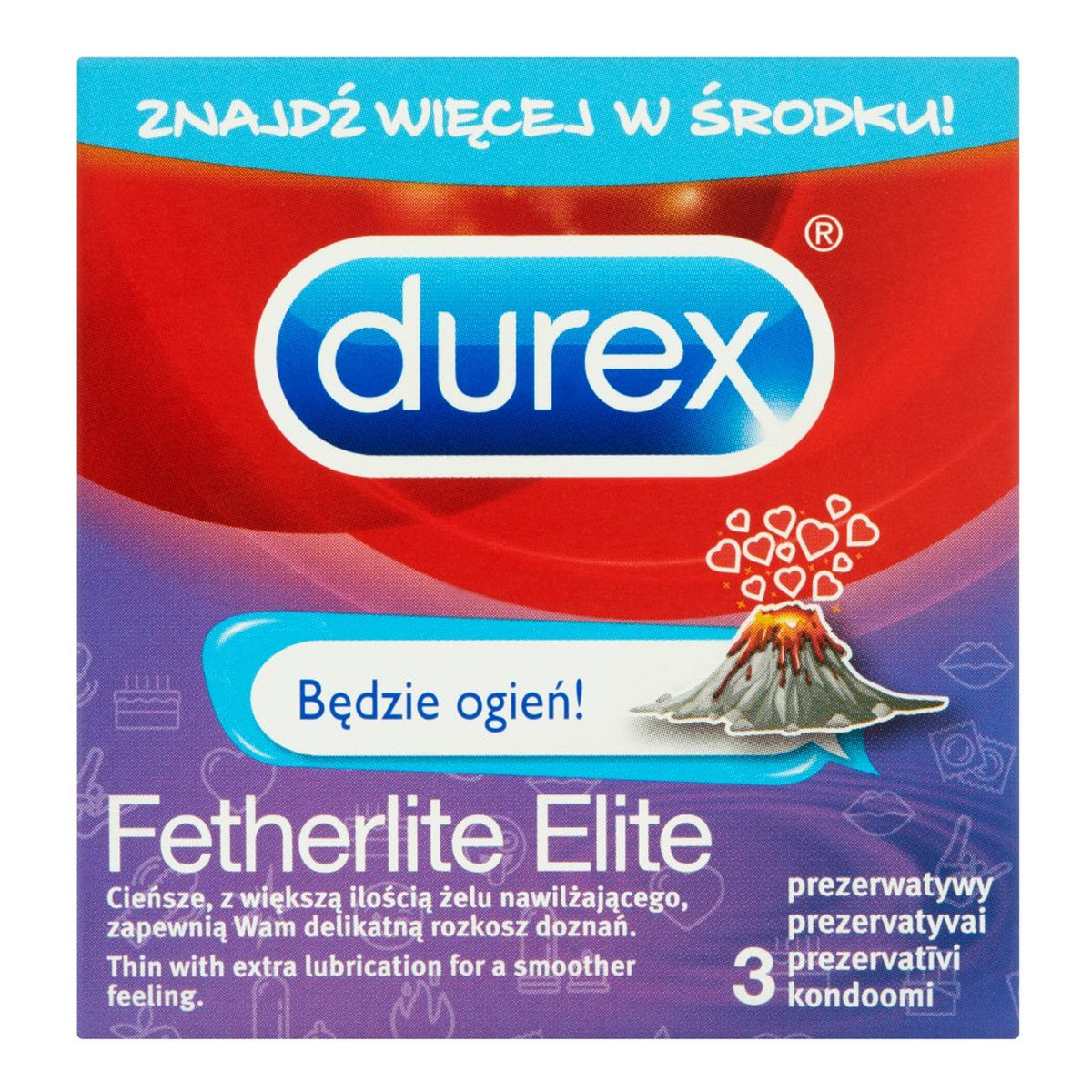 Durex Fetherlite Elite Będzie ogień! Prezerwatywy 3 sztuki