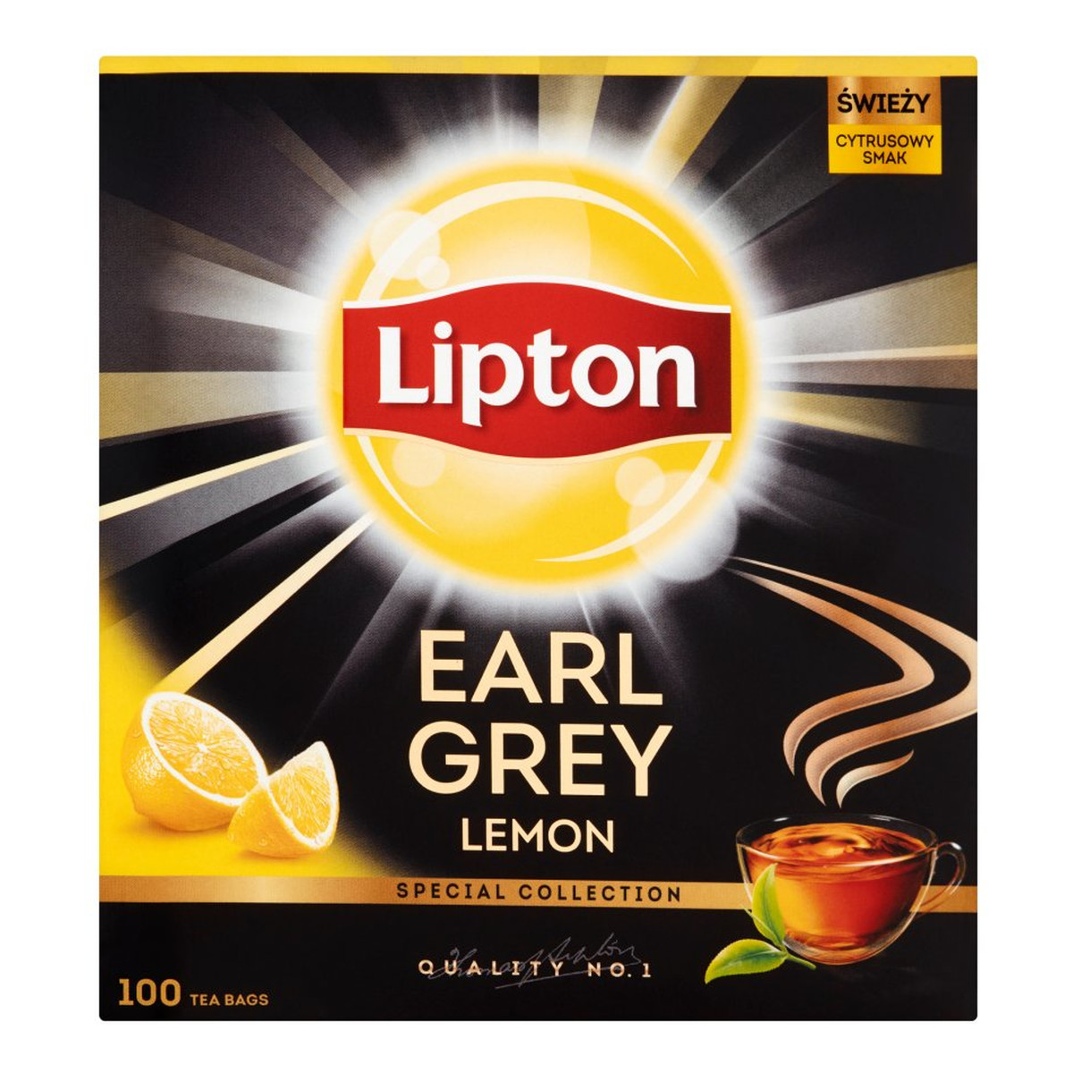 Lipton Earl Grey Lemon herbata czarna Cytryna 100 torebek 200g