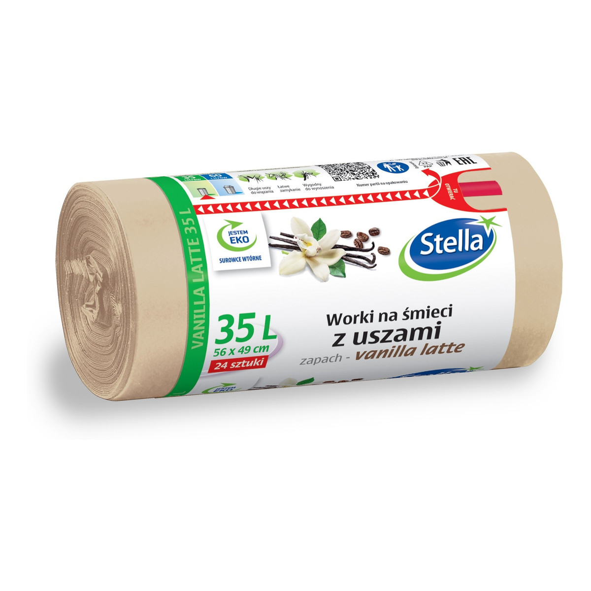 Stella Worki na śmieci z uszami vanilla latte 35l 1op.-24szt