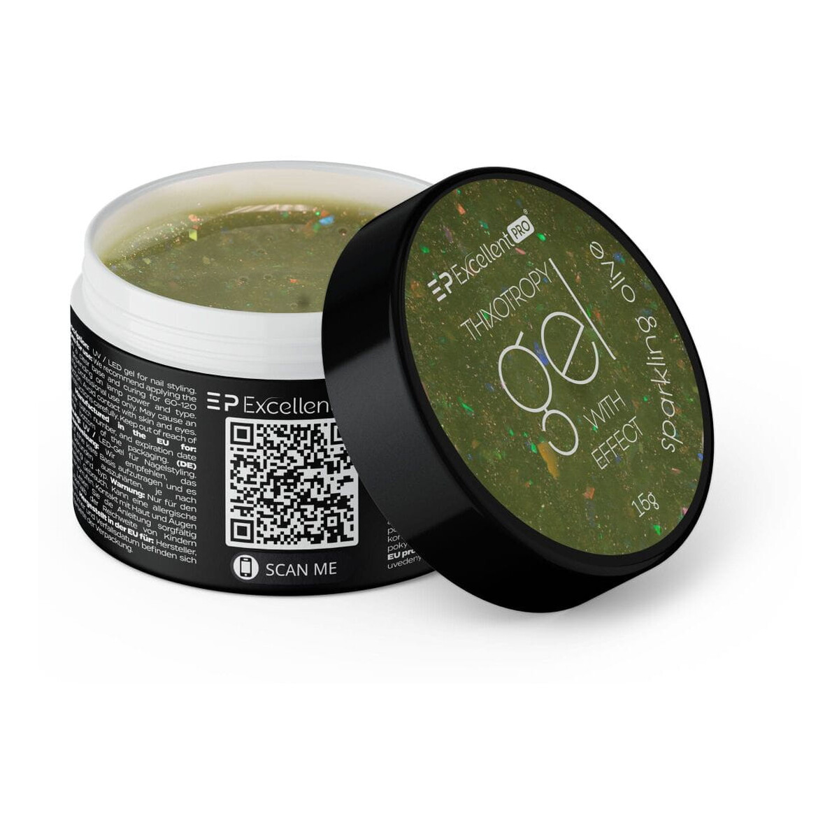 Excellent PRO Thixotropy Gel With Effect Żel budujący sparkling olive 15g
