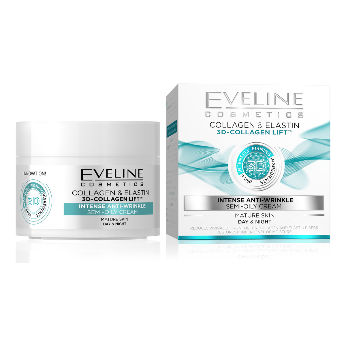 Eveline 3D Collagen Lift półtłusty krem silnie przeciwzmarszczkowy do cery dojrzałej 50ml