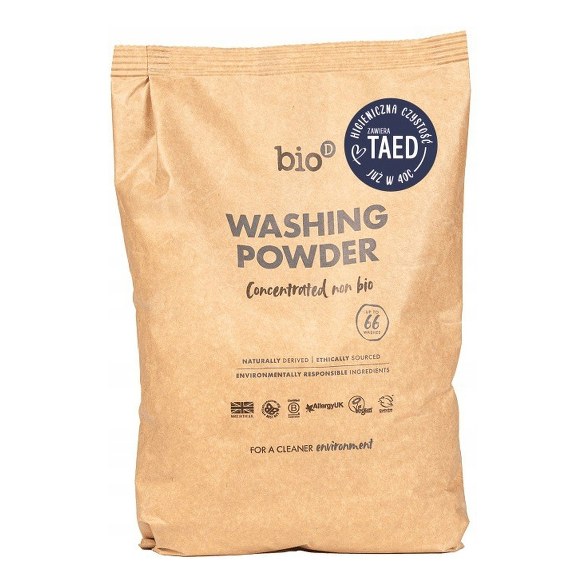 Bio-D Skoncentrowany, hipoalergiczny, niebiologiczny proszek do prania 2kg