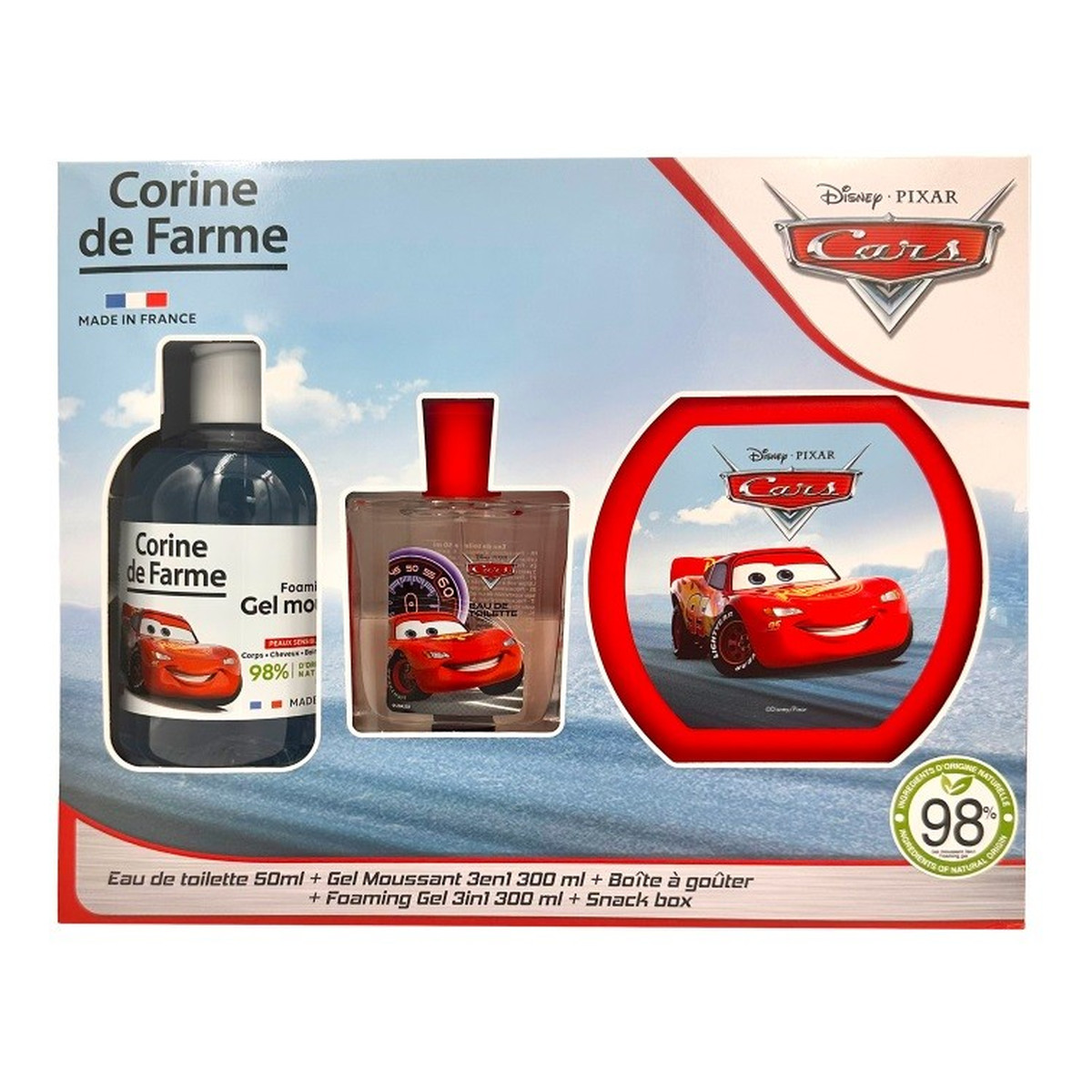 Forte Sweeden CORINE DE FARME Disney Zestaw prezentowy cars (woda toaletowa 50ml + żel pieniący 3w1 300ml + pudełko na przekąski)