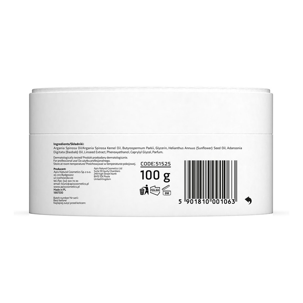 Apis Regeneration naturalne Masło shea z marokańskim olejkiem arganowym i z baobabu 100g