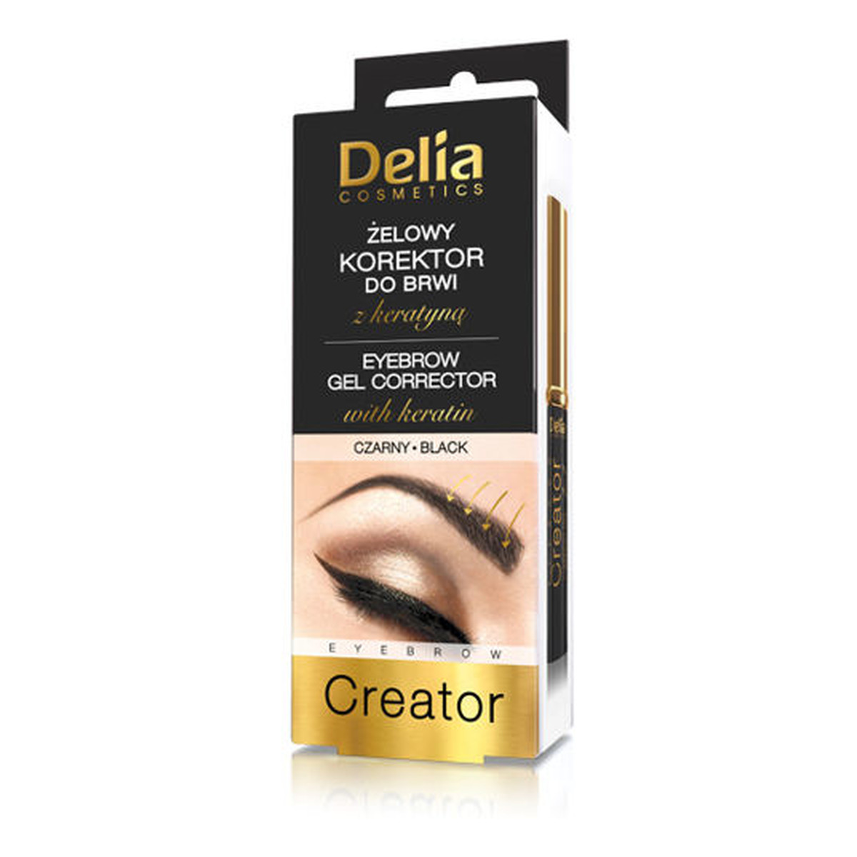 Delia Korektor Do Brwi Żelowy Z Keratyną Czarny 7ml