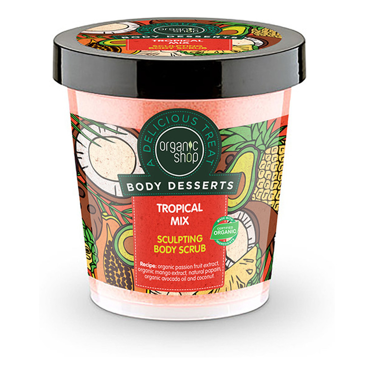 Organic Shop Tropical Mix Body Desserts Modelujący Peeling Do Ciała 450ml