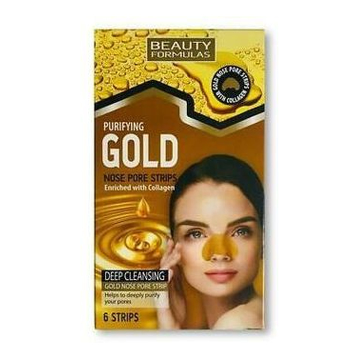 Beauty Formulas Gold Nose Pore Strips Złote Oczyszczające Paski na Nos 6 szt.
