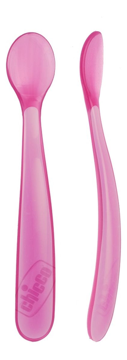 Miękkie łyżeczki silikonowe 6m+ Różowe 2szt