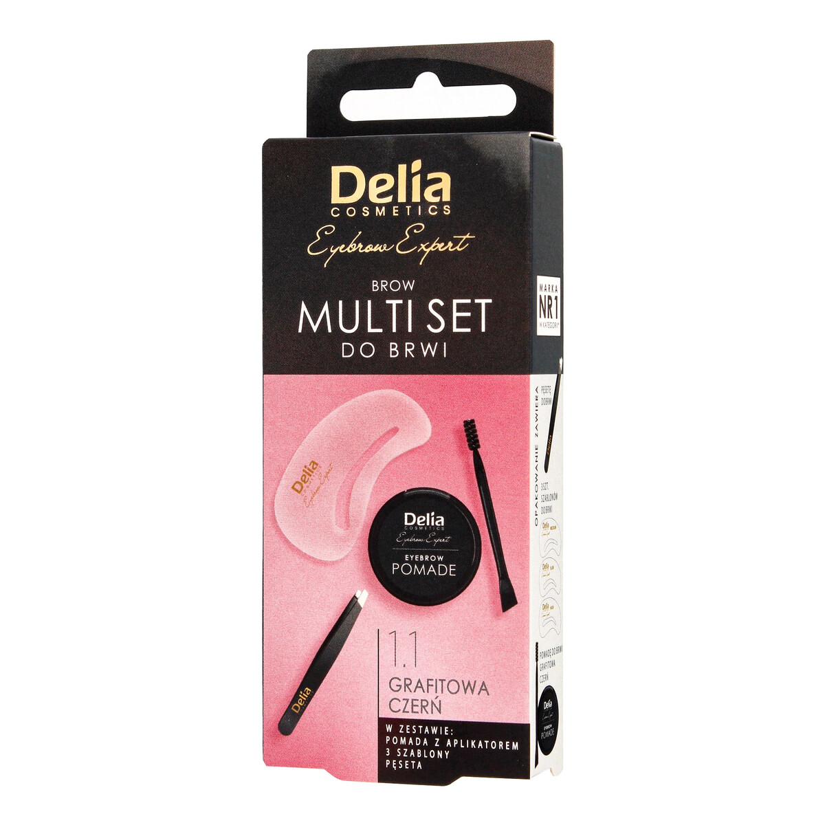 Delia Zestaw do brwi Pomada + Pęseta + Szablon