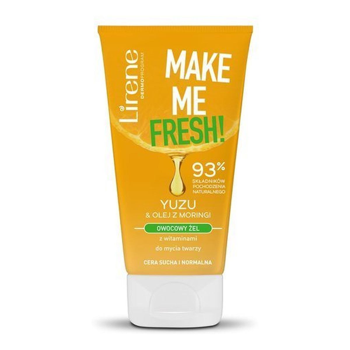 Lirene Make me fresh Owowcowy żel z witaminami do mycia twarzy YUZU & Olej z moringi cera sucha normalna 150ml