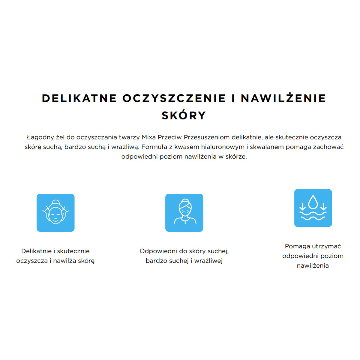 Mixa Comfort Cleanser Żel do mycia twarzy przeciw przesuszeniom kwas hialuronowy + skwalan 150ml