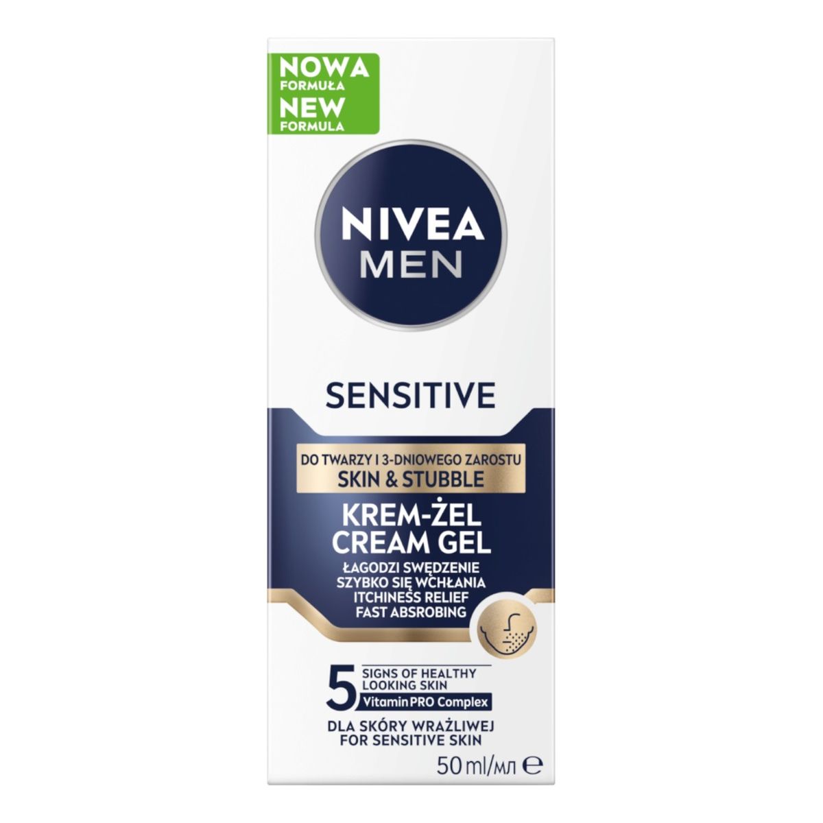 Nivea Men Sensitive Krem-żel do twarzy i 3-dniowego zarostu 50ml
