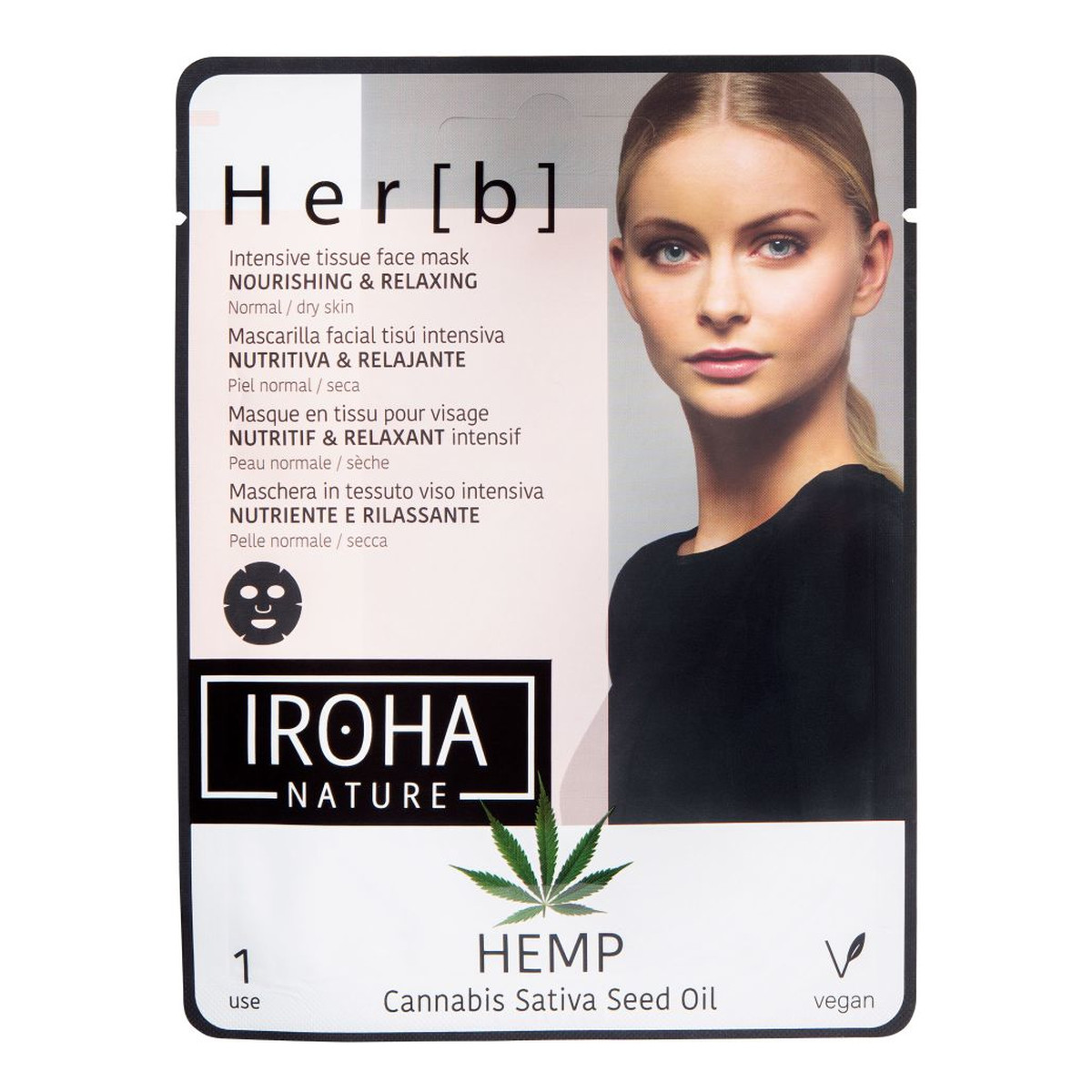 Iroha Nature Nourishing & Relaxing Tissue Face Mask intensywnie odżywczo-relaksacyjna maseczka w płachcie do twarzy Cannabis 20g