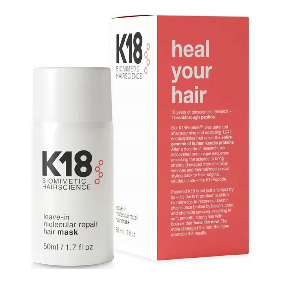 K18 Leave-in molecular repair hair mask intensywnie regenerująca maska do włosów bez spłukiwania 50ml