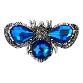 Broszka ozdobna - błękitny owad kryształy BZ223