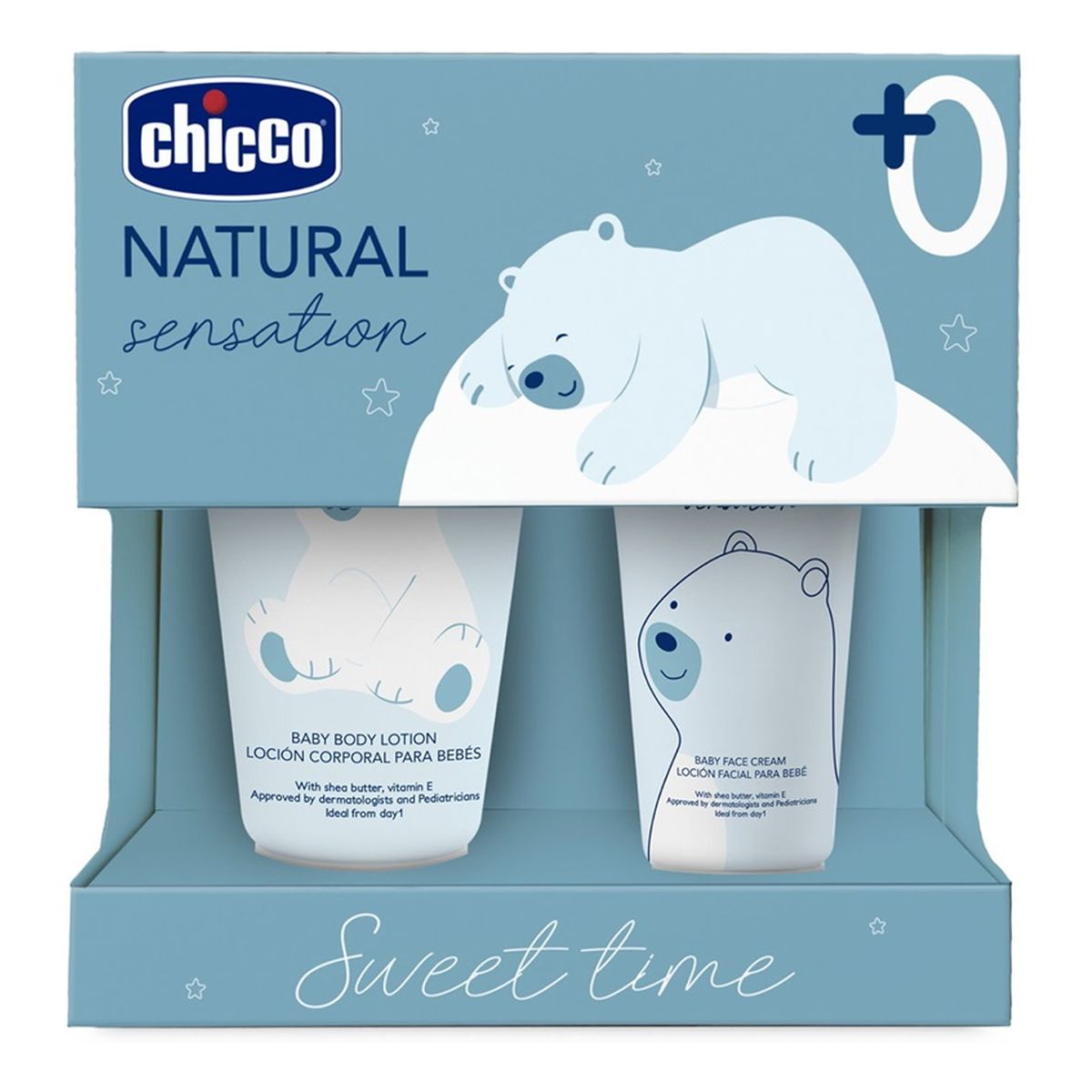 Chicco Natural Sensation Sweet Time Zestaw balsam do ciała 150ml + krem do twarzy 50ml