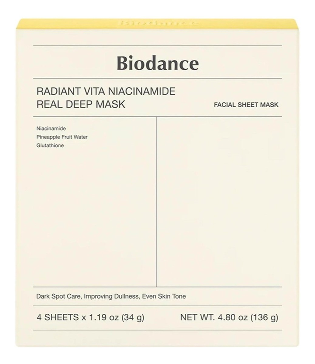 Radiant vita niacinamide real deep mask rozświetlająca maska w płachcie 4x34g