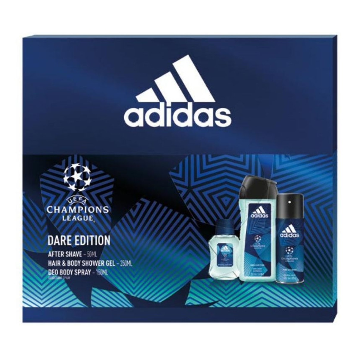 Adidas UEFA Dare Edition Zestaw prezentowy Deo spray + żel pod prysznic + woda po goleniu
