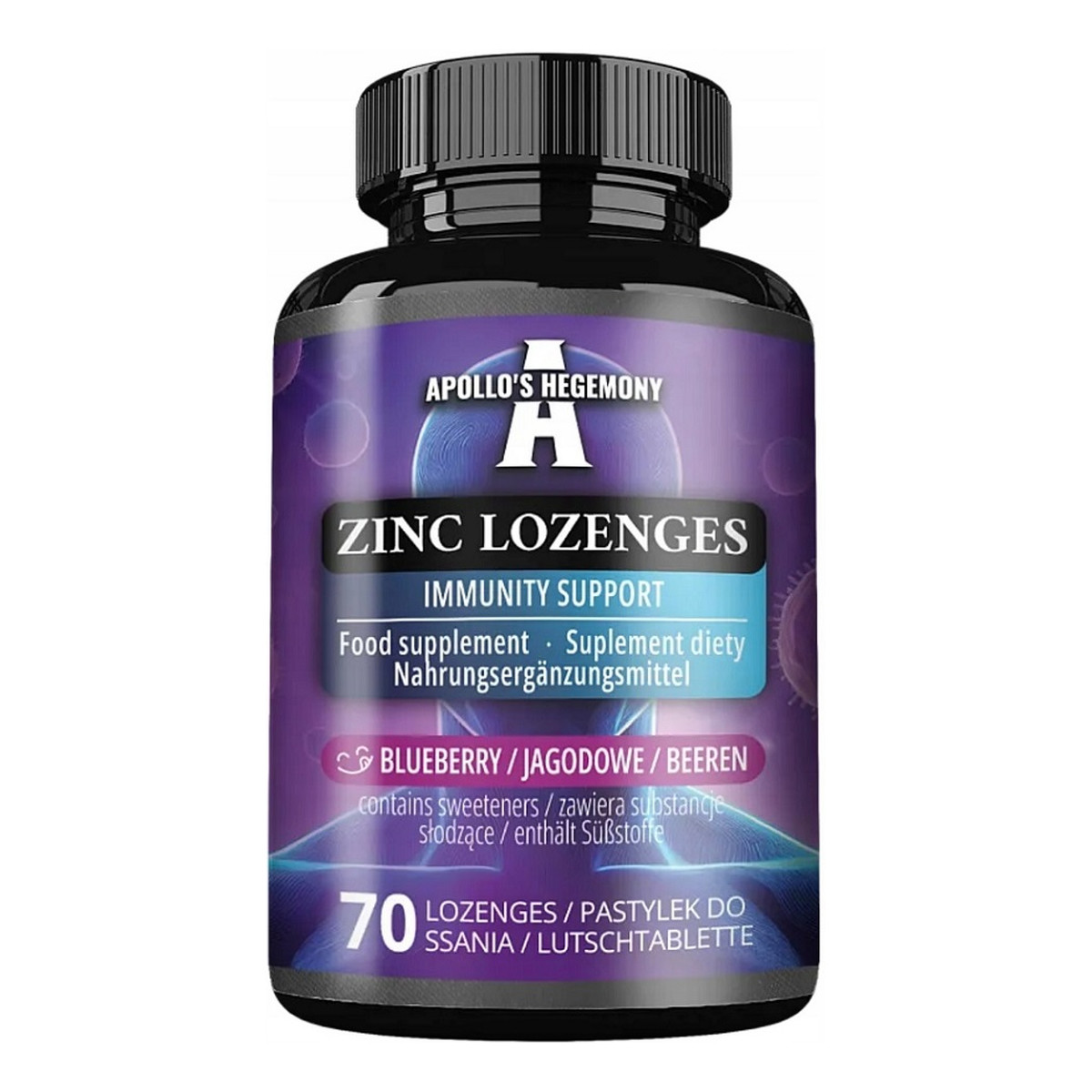 Apollo's Hegemony Zinc Lozenges suplement diety pastylek do ssania 70 Tabletek