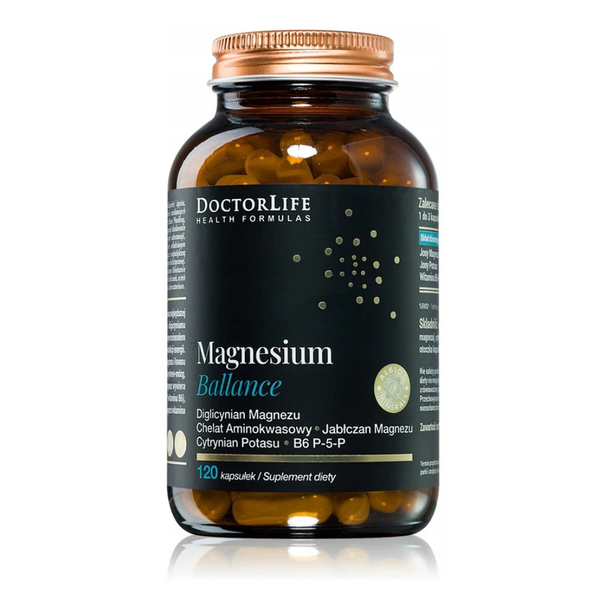 Doctor Life Magnesium ballance cytrynian i jabłczan magnezu magnez 240mg suplement diety 120 kapsułek
