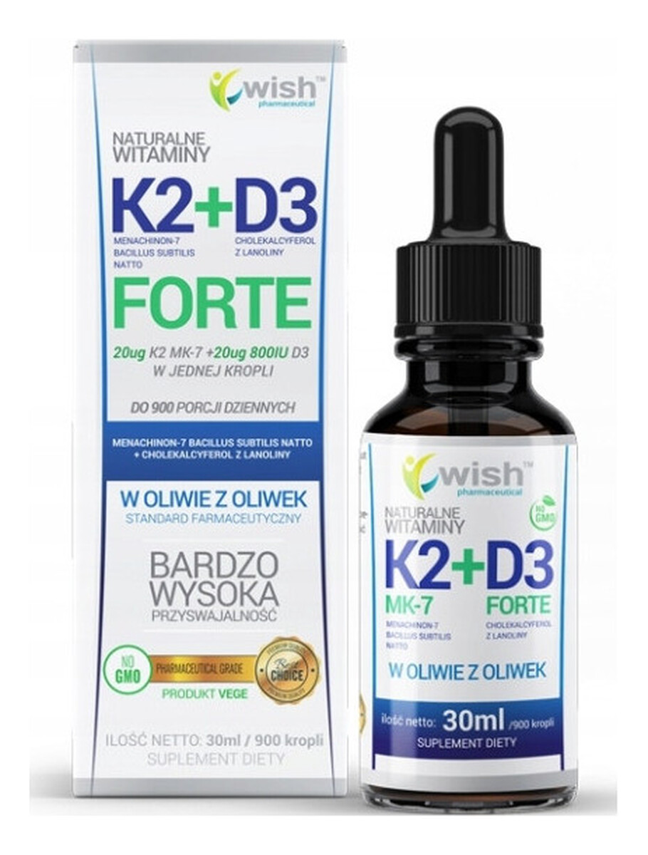 Witamina K2 MK-7 + D3 Forte w kroplach suplement diety