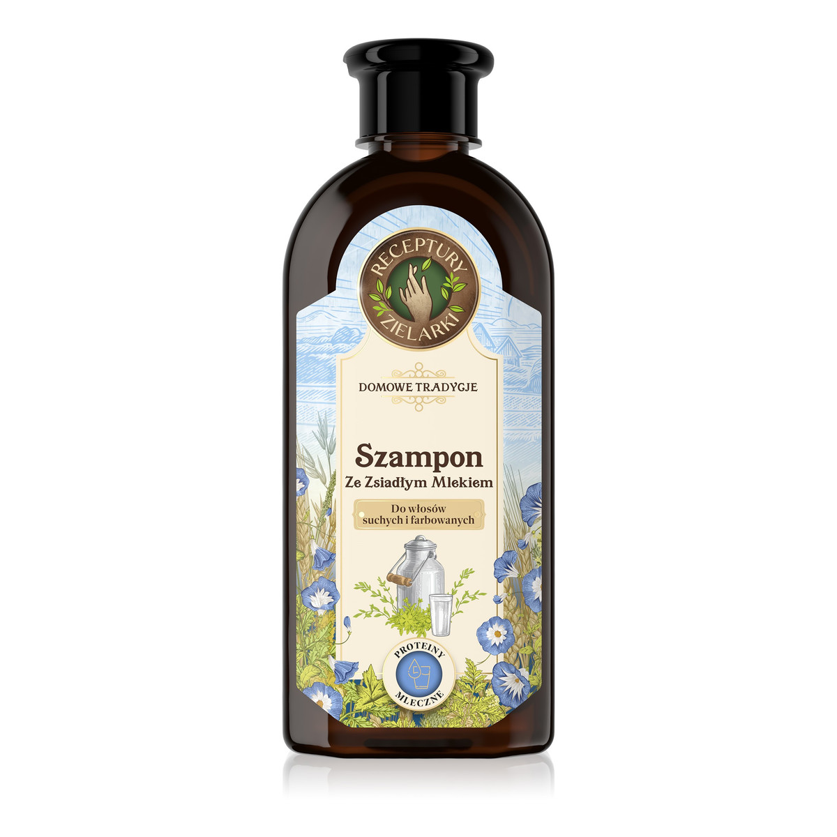 Receptury Zielarki Domowe Tradycje szampon ze zsiadłym mlekiem do włosów suchych i farbowanych 350ml