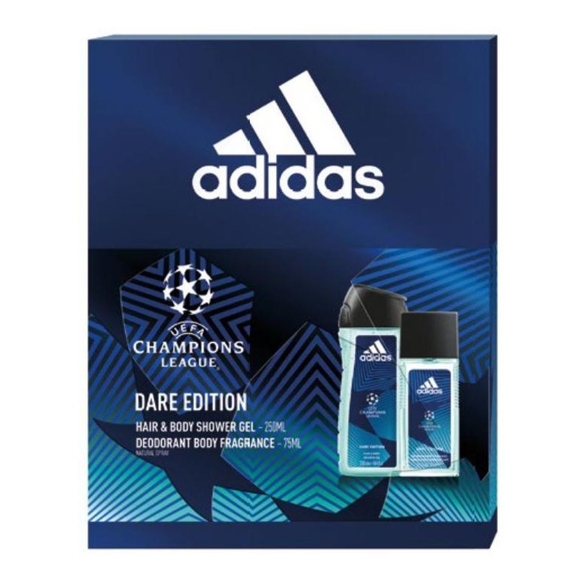 Adidas UEFA Dare Edition Zestaw prezentowy Deo naturalny spray + żel pod prysznic