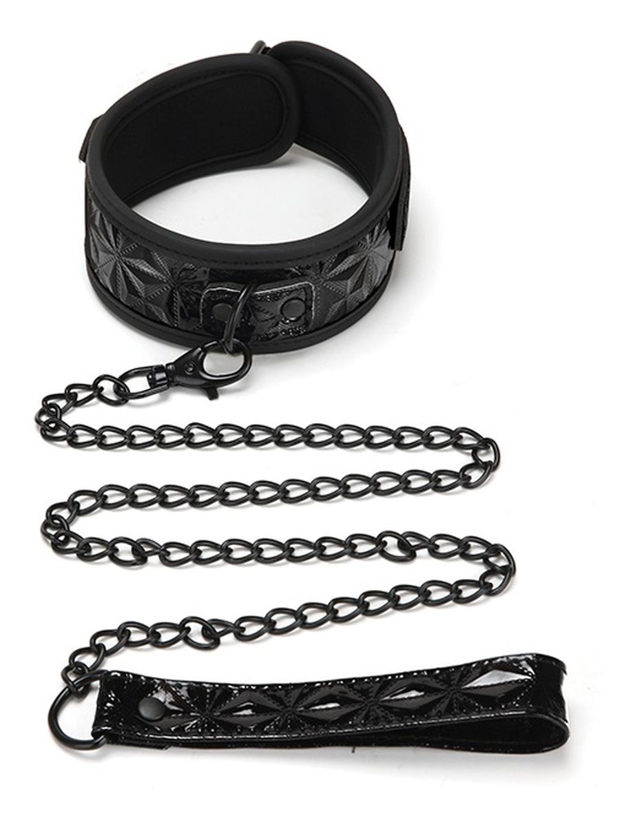 Diamond collar and leash obroża ze smyczą black