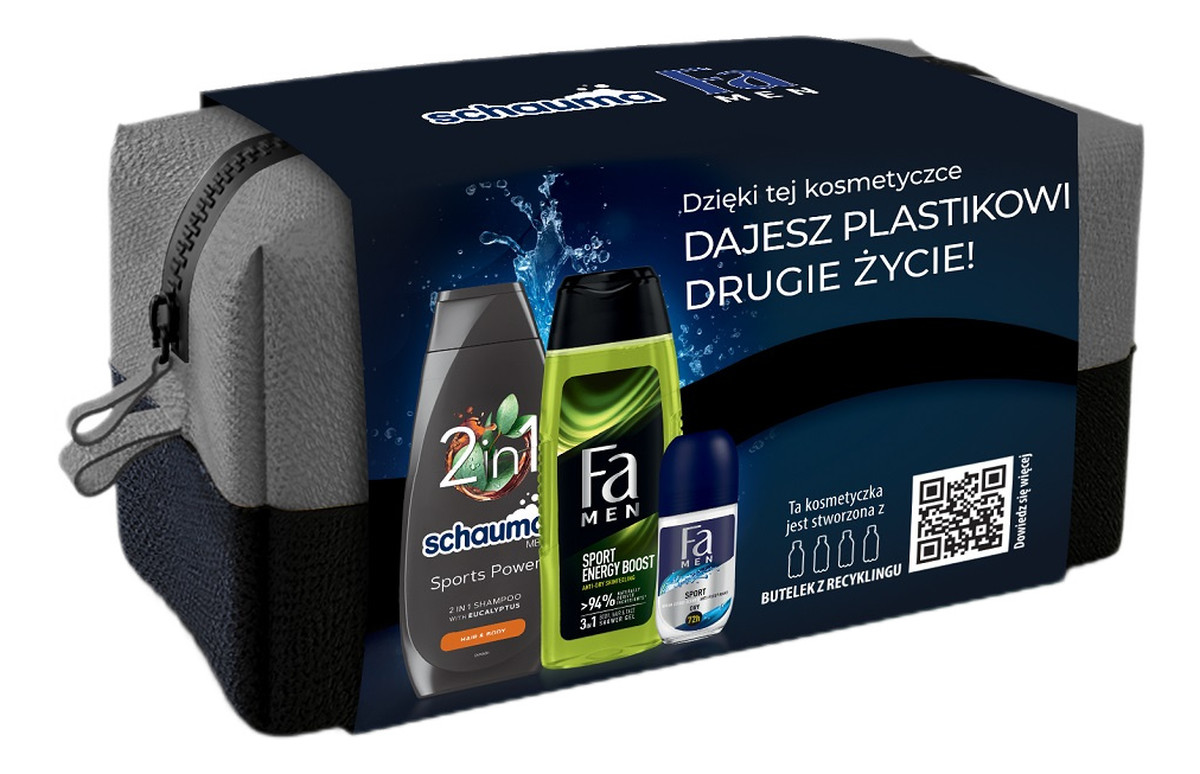 Zestaw sports power szampon do włosów i ciała 400ml + sport energy boost żel pod prysznic 250ml + sport antyperspirant w kulce 50ml