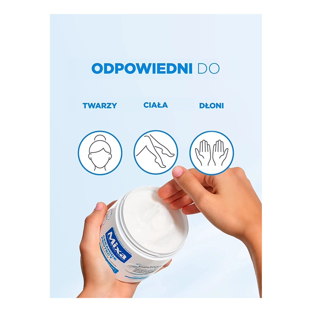 Mixa Urea Cica Repair+ Krem regenerujący + Ceramide Ochronny do twarzy dłoni i ciała 2x400ml