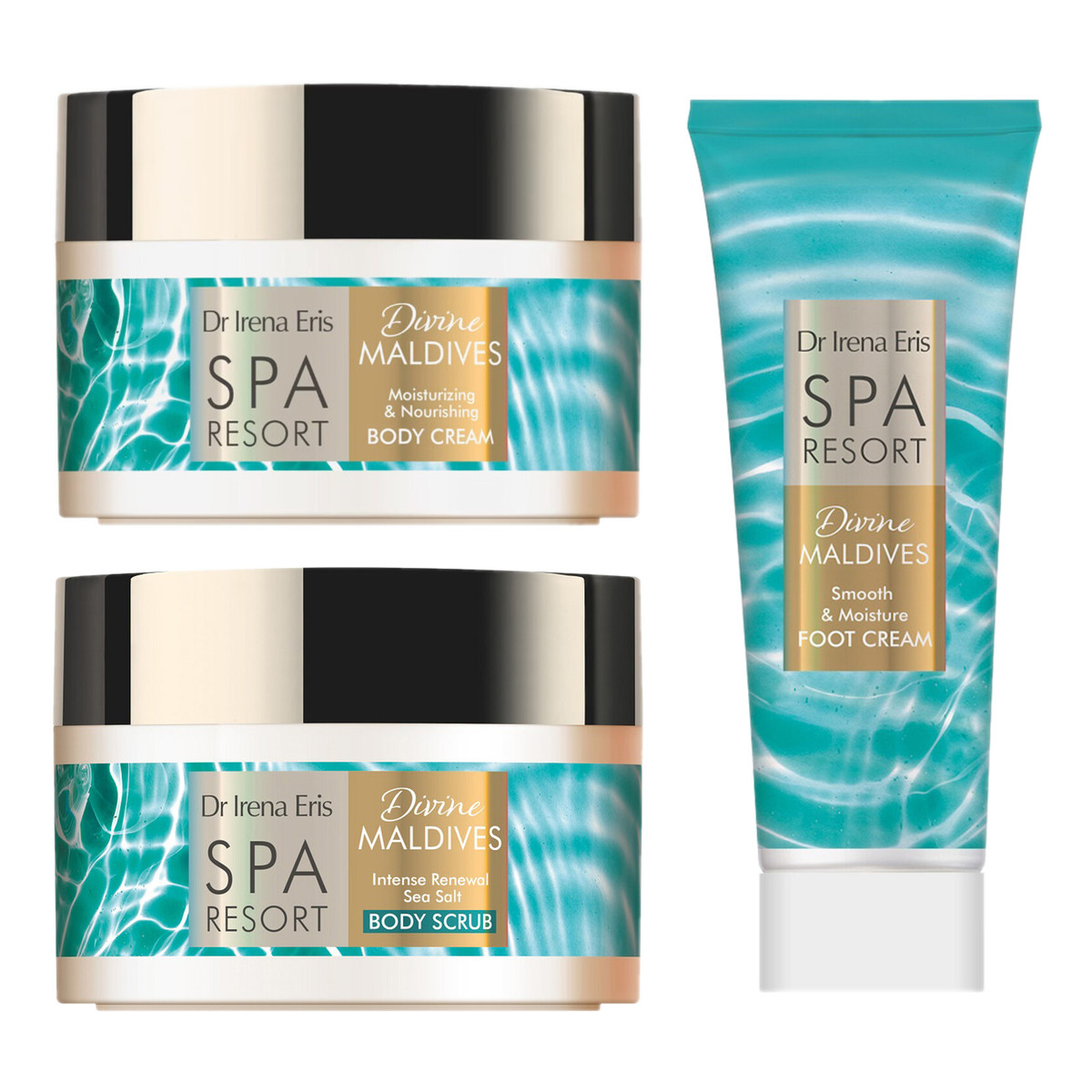 Dr Irena Eris Spa Resort Divine Maldives Peeling solny 230g + Balsam 200ml + Krem do stóp 75ml