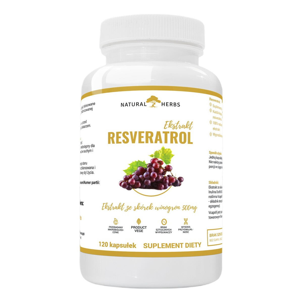 Natural Herbs Resveratrol suplement diety 120 kapsułek