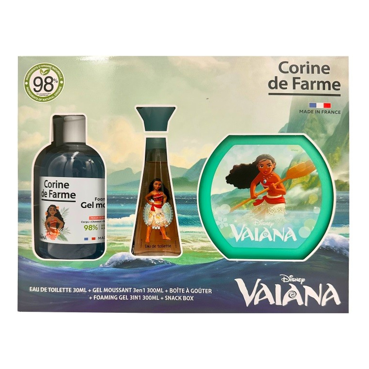 Forte Sweeden CORINE DE FARME Disney Zestaw prezentowy vaiana (woda toaletowa 30ml + żel pieniący 3w1 300ml + pudełko na przekąski)