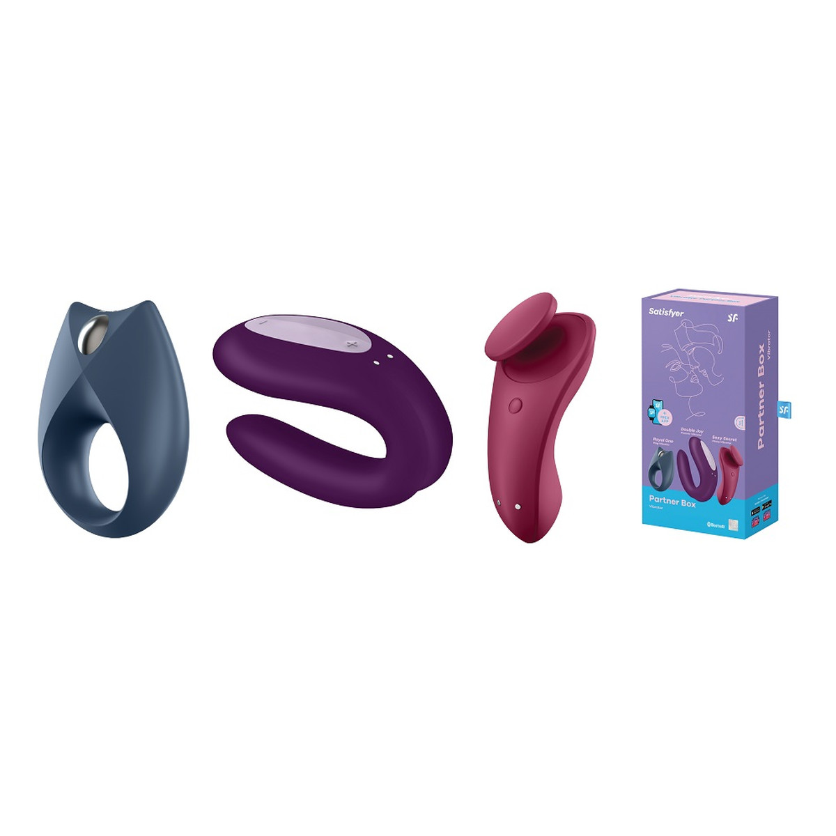 Satisfyer Partner Box Royal One Ring Vibrator + Double Joy Partner Vibrator + Sexy Secret Panty Vibrator zestaw wibratorów