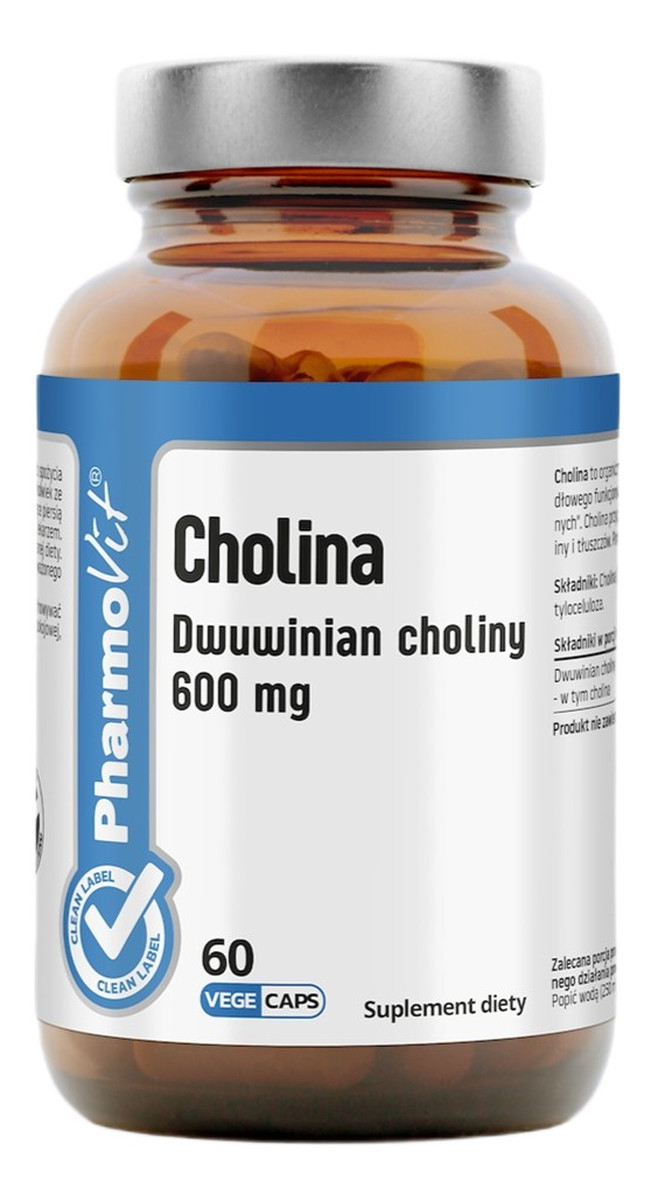 Cholina Dwuwinian Choliny 600 mg suplement diety 60 kapsułek