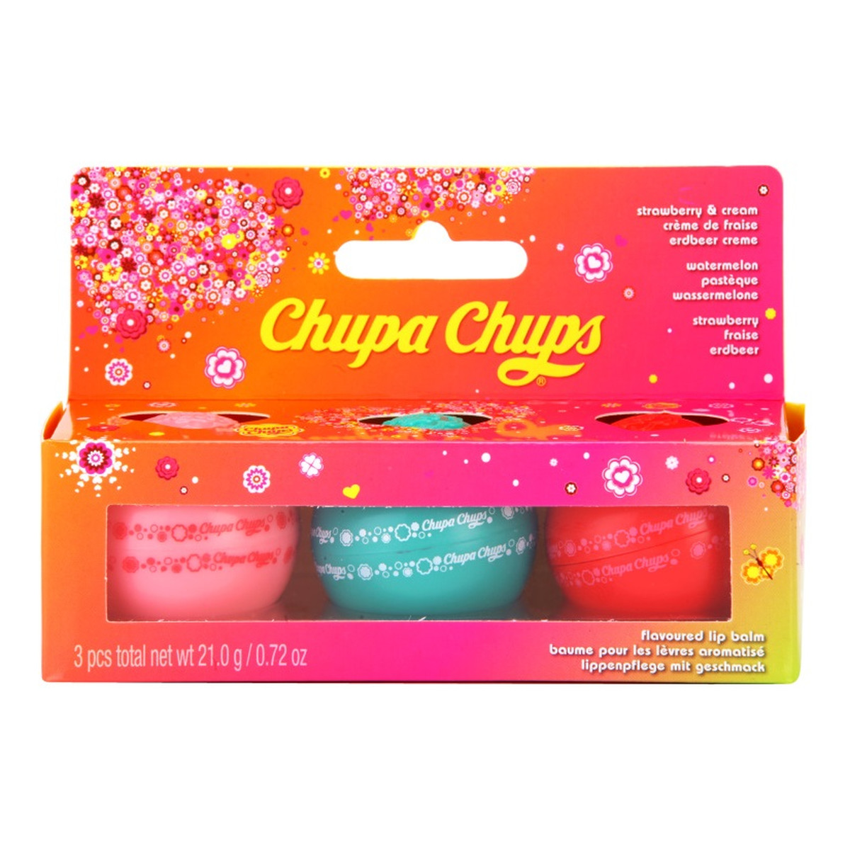Lip Smacker Flavoured Lip Balm Domed Ball zestaw błyszczyki do ust Chupa Chups Mix 3x7g