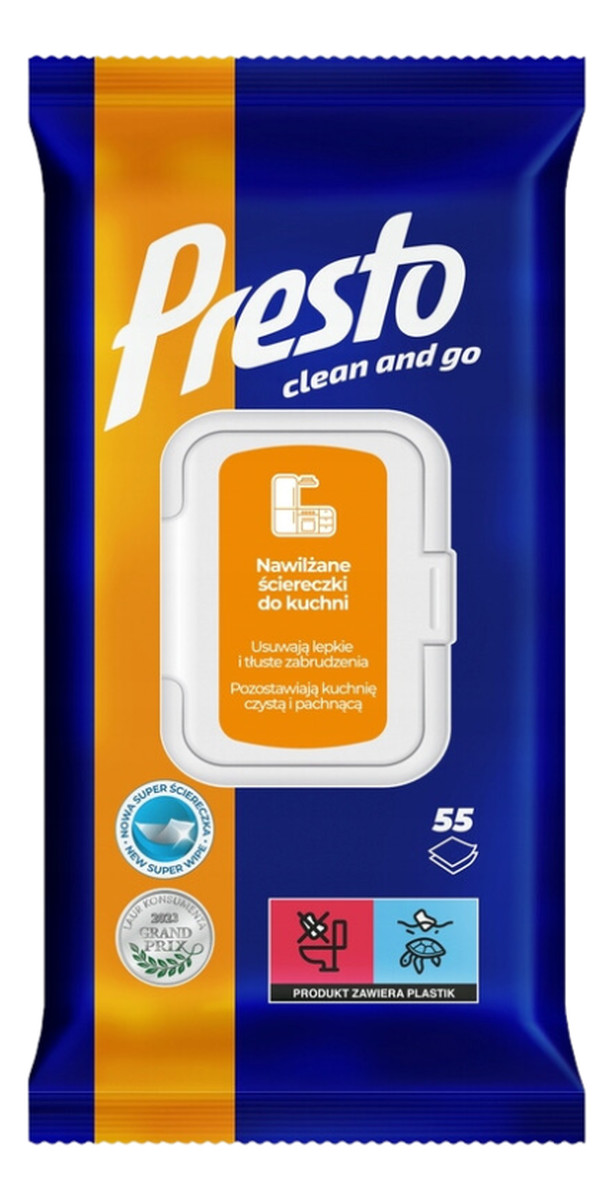 Ściereczki czyszczące+płyn 2w1 do kuchni zamknięcie pop up 1op.-55szt