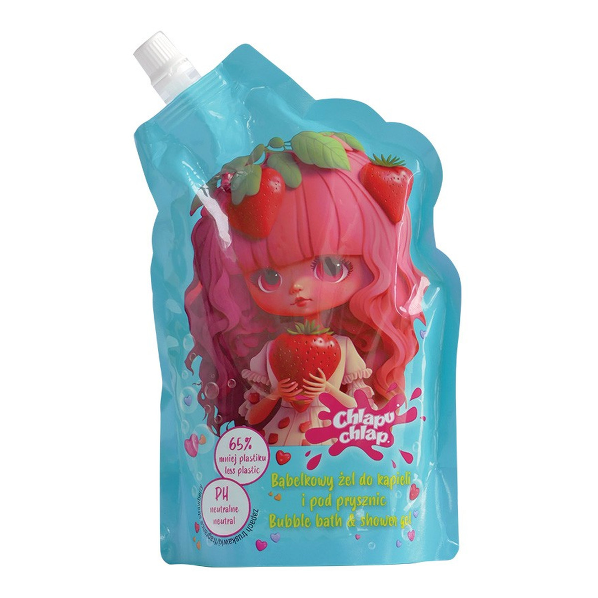 Chlapu Chlap Bąbelkowy żel do kąpieli i pod prysznic doypack - zapach truskawka 400ml