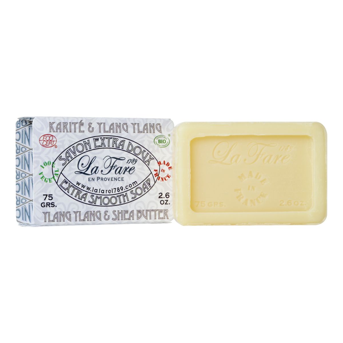 La Fare 1789 organiczne mydło pielęgnacyjne Shea Butter & Ylang Ylang 75g