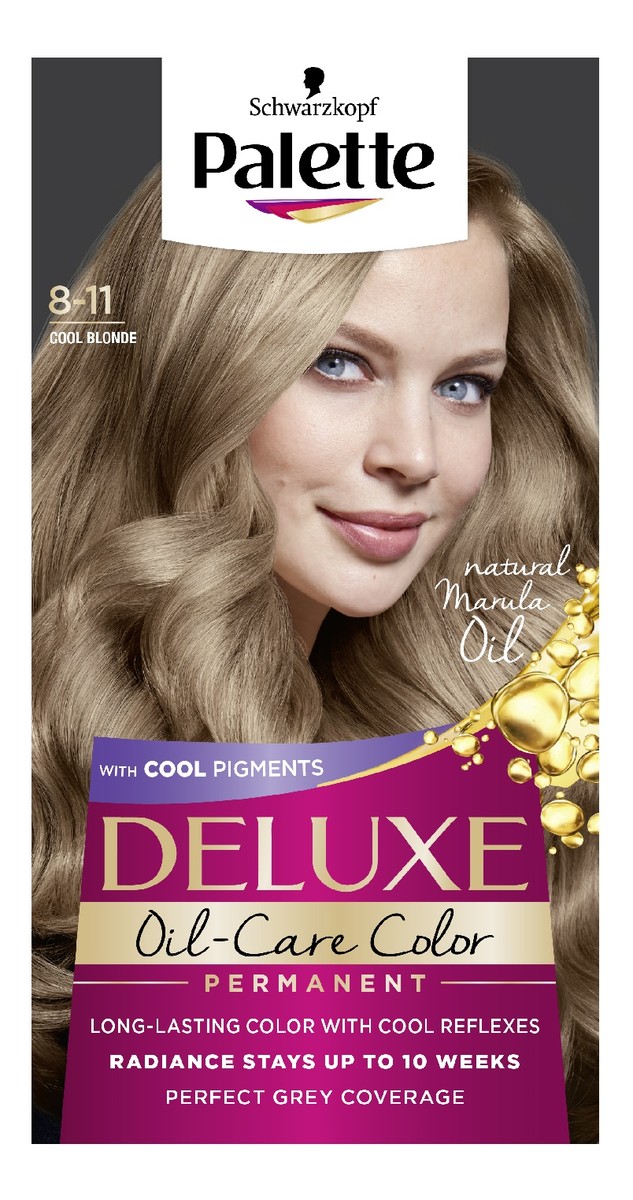 Deluxe oil-care color farba do włosów trwale koloryzująca z mikroolejkami 8-11 chłodny blond