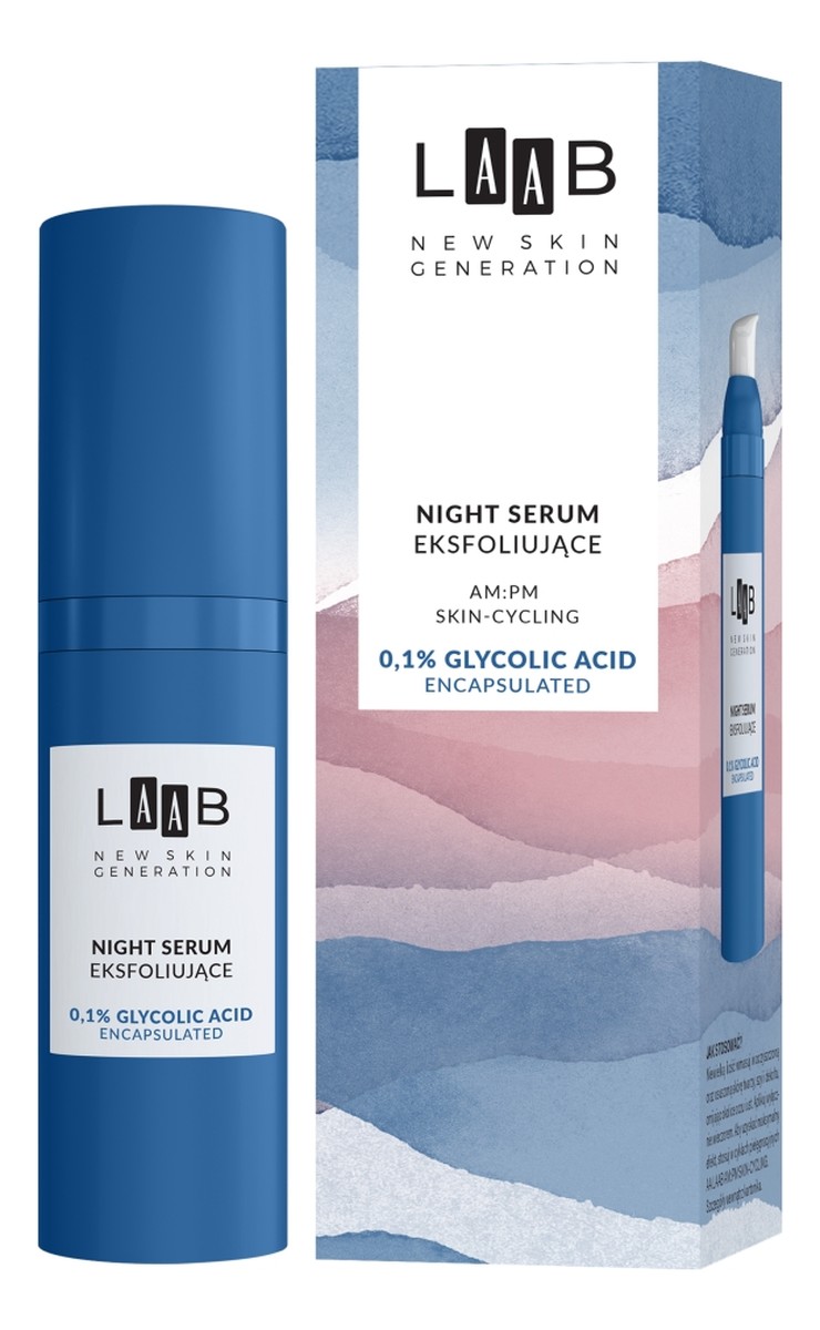 Laab am:pm night serum eksfoliujące 0.1% glycolic acid encapsulated