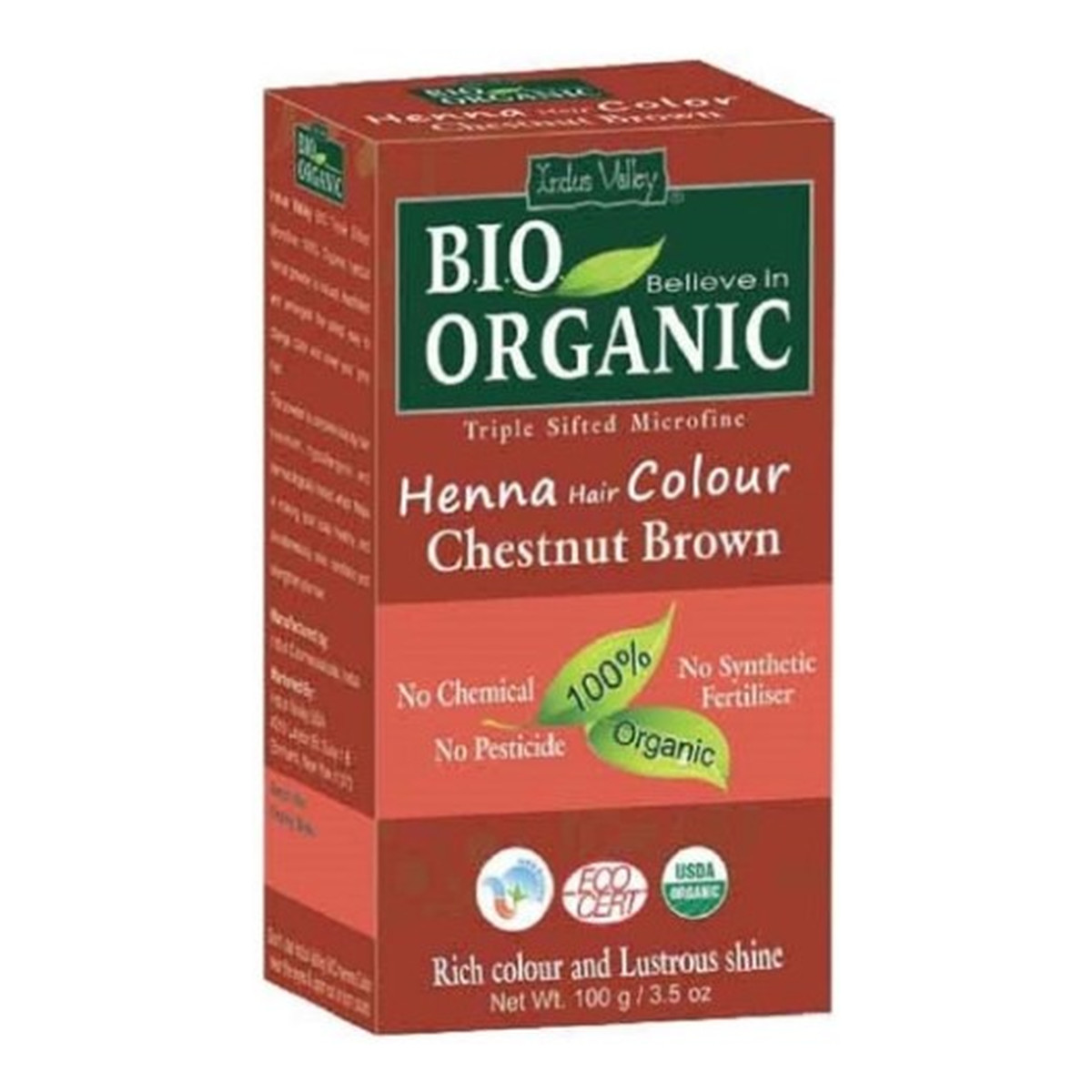 Indus Valley Bio Organic Organiczna farba do włosów na bazie henny 100g