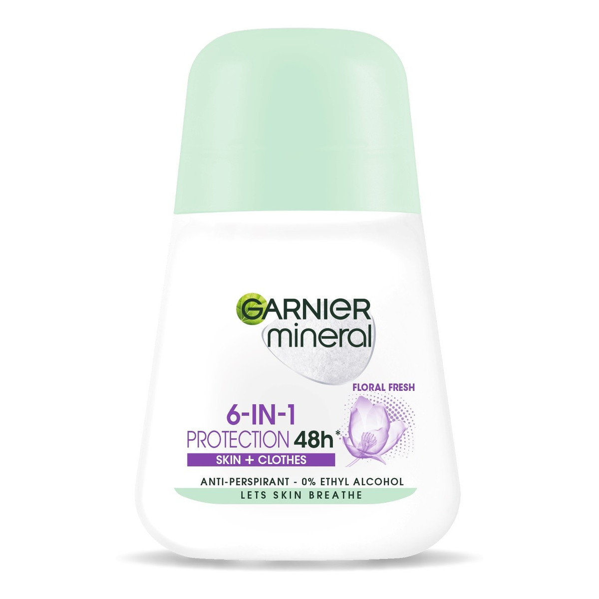 Garnier Mineral Dezodorant roll-on 6in1 Protection 48h Floral Fresh Skin+Clothes 50ml