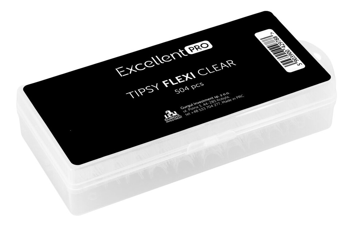 Tipsy flexi clear tunelowe tipsy bez kieszonek z wyprofilowaną krzywą c 504szt