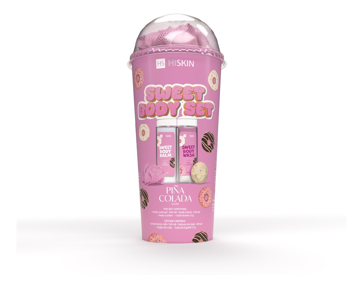 Zestaw produktów do kąpieli-sweet (żel do mycia ciała 100ml+balsam do ciała 100ml+myjka+kula 15g)