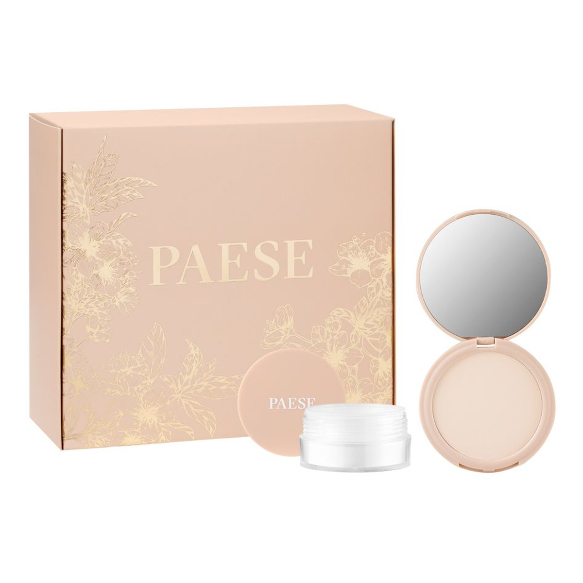 Paese Puff Cloud Zestaw sypki puder pod oczy 5.3g + puder prasowany 7g 7g