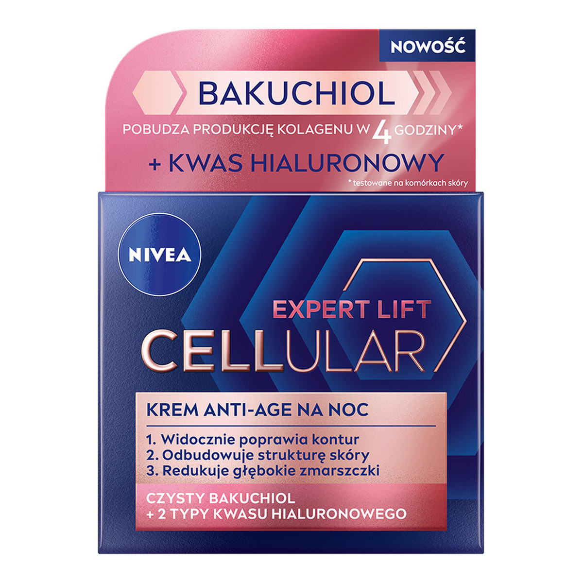 Nivea Cellular Expert Lift krem na noc Bakuchiol Krem do twarzy redukujący zmarszczki 50ml