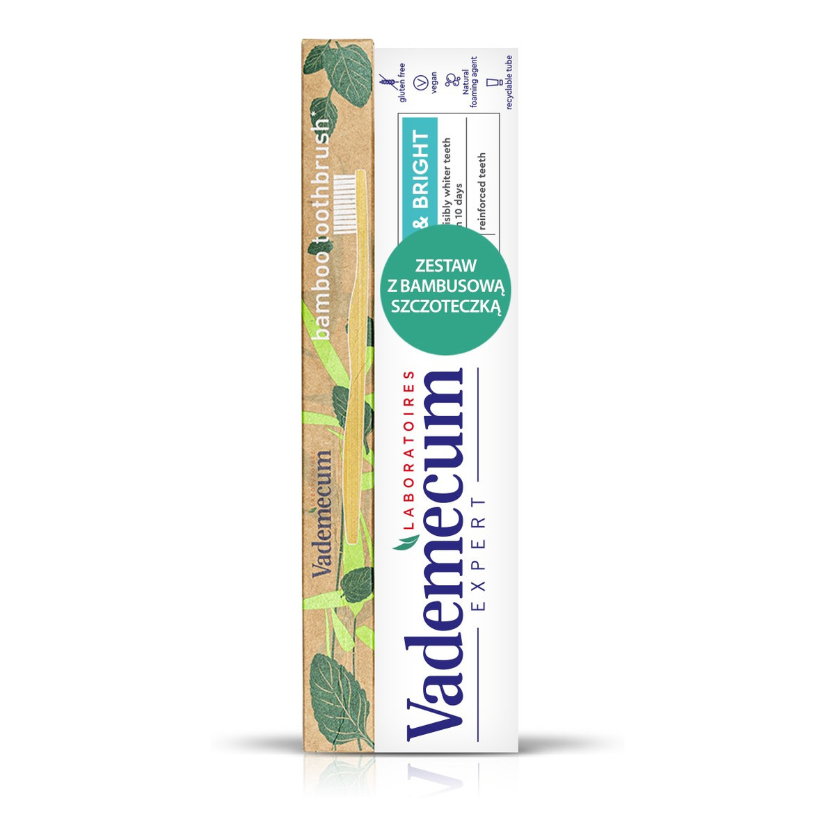 Vademecum Pasta do zębów White & Bright + szczoteczka bambusowa do zębów 75ml
