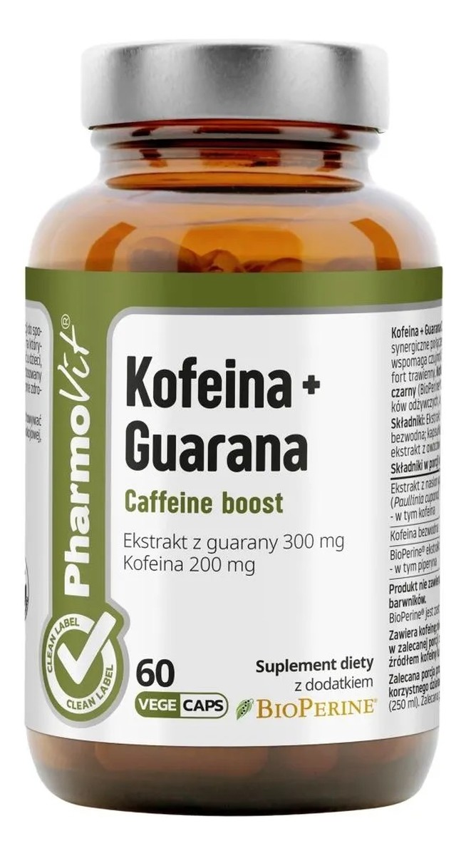 Kofeina + Guarana suplement diety 60 kapsułek